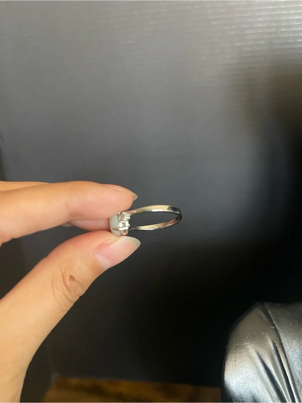 Faux opal cz silver tone size 6 3/4 ring